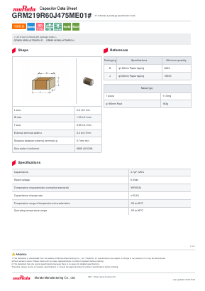 GRM219R60J475ME01K Datasheet PDF Murata Manufacturing