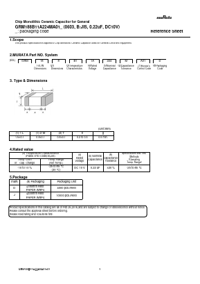 GRM188B11A224MA01 Datasheet PDF Murata Manufacturing