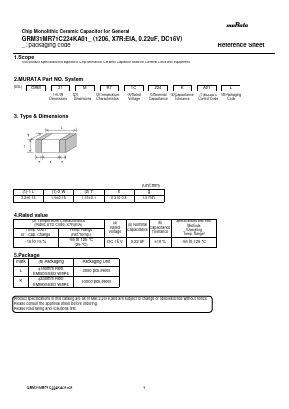 GRM31MR71C224K01 Datasheet PDF Murata Manufacturing