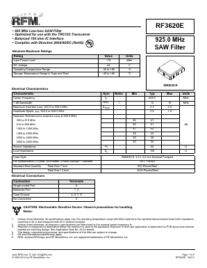 RF3620E Datasheet PDF Murata Manufacturing