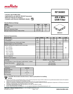 RF3608D Datasheet PDF Murata Manufacturing