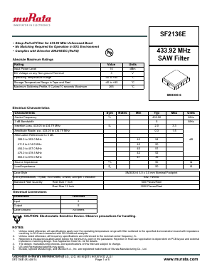 SF2136E Datasheet PDF Murata Manufacturing