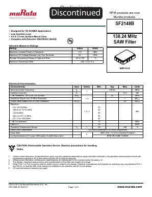 SF2148B Datasheet PDF Murata Manufacturing