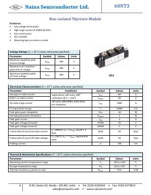 60NT3 Datasheet PDF Naina Semiconductor ltd.