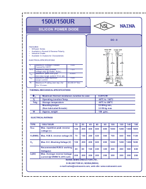 150UR60 Datasheet PDF Naina Semiconductor ltd.