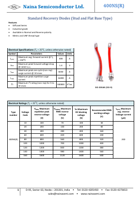 400NS Datasheet PDF Naina Semiconductor ltd.