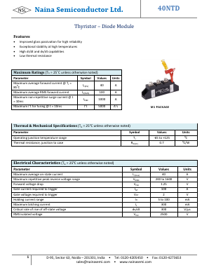 40NTD Datasheet PDF Naina Semiconductor ltd.