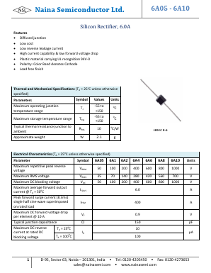 6A05 Datasheet PDF Naina Semiconductor ltd.