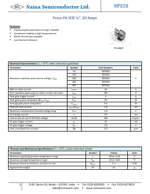 NPS204 Datasheet PDF Naina Semiconductor ltd.