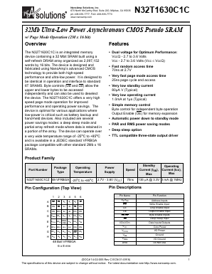 N32T1630C1CZ-70I Datasheet PDF NanoAmp Solutions, Inc.