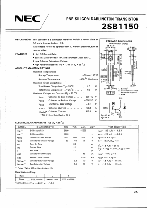 B1150 Datasheet PDF NEC => Renesas Technology