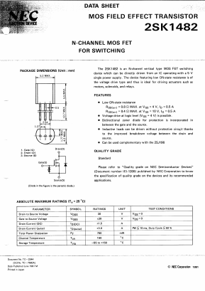 2SK1482 Datasheet PDF NEC => Renesas Technology