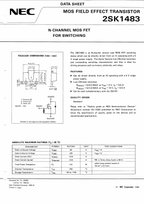 K1483 Datasheet PDF NEC => Renesas Technology