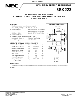 3SK223 Datasheet PDF NEC => Renesas Technology