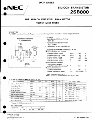 B800 Datasheet PDF NEC => Renesas Technology