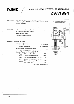 2SA1394 Datasheet PDF NEC => Renesas Technology