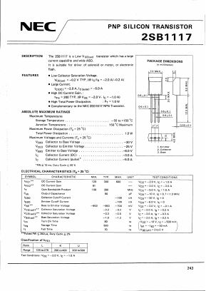 2SB1117 Datasheet PDF NEC => Renesas Technology