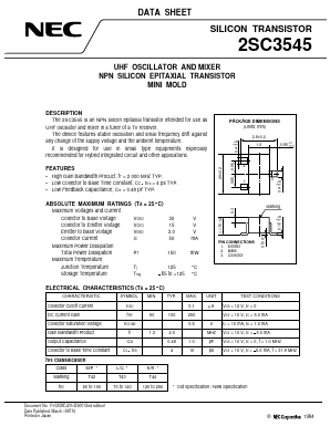 2SC3545R-T1B Datasheet PDF NEC => Renesas Technology