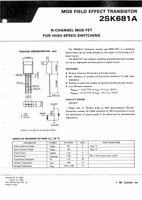 2SK681A Datasheet PDF NEC => Renesas Technology