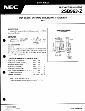 2SB963-Z Datasheet PDF NEC => Renesas Technology