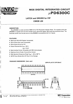 UPD6300C Datasheet PDF NEC => Renesas Technology