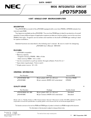 UPD75P308GF-001-3B9 Datasheet PDF NEC => Renesas Technology