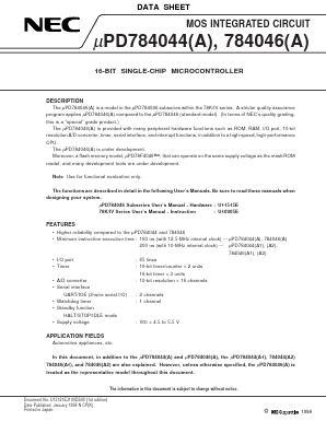 UPD784044A Datasheet PDF NEC => Renesas Technology