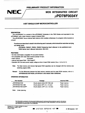 UPD78F0034YGC-AB8 Datasheet PDF NEC => Renesas Technology