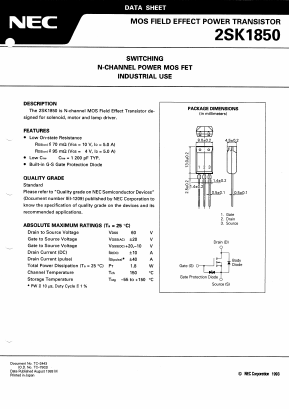 K1850 Datasheet PDF NEC => Renesas Technology