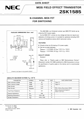 2SK1585-T2 Datasheet PDF NEC => Renesas Technology