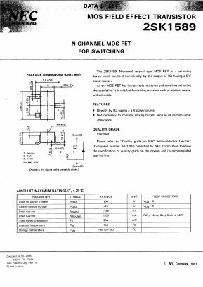 2SK1589-L Datasheet PDF NEC => Renesas Technology