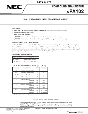 UPA102G-E1 Datasheet PDF NEC => Renesas Technology