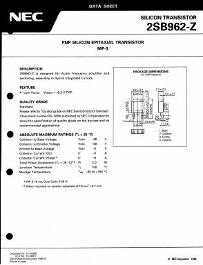 2SB962-Z Datasheet PDF NEC => Renesas Technology