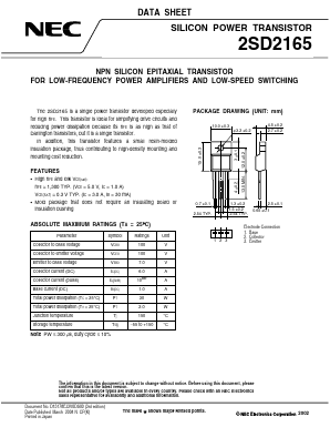 2SD2165 Datasheet PDF NEC => Renesas Technology