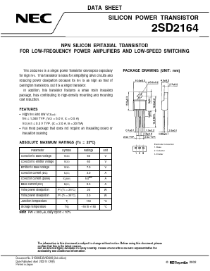 2SD2164 Datasheet PDF NEC => Renesas Technology