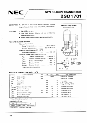 2SD1701 Datasheet PDF NEC => Renesas Technology
