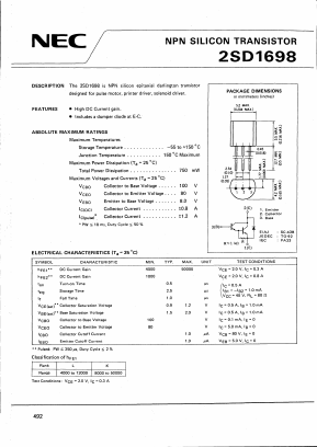 D1698 Datasheet PDF NEC => Renesas Technology