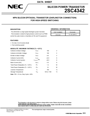 2SC4342 Datasheet PDF NEC => Renesas Technology