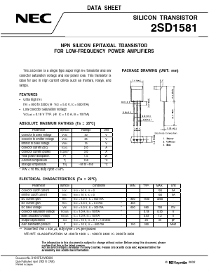 2SD1581 Datasheet PDF NEC => Renesas Technology