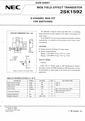 2SK1592-T Datasheet PDF NEC => Renesas Technology