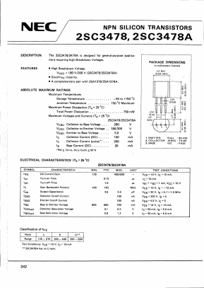 2SC3478A Datasheet PDF NEC => Renesas Technology