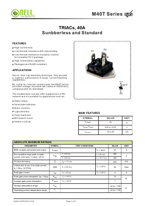 M40T60A Datasheet PDF Nell Semiconductor Co., Ltd