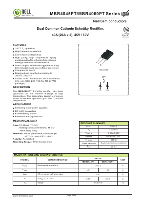 MBR4045PT Datasheet PDF Nell Semiconductor Co., Ltd