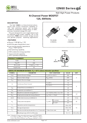 12N60A Datasheet PDF Nell Semiconductor Co., Ltd