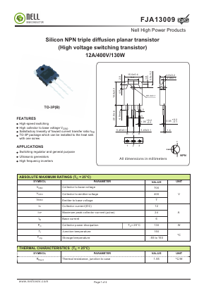 FJA13009 Datasheet PDF Nell Semiconductor Co., Ltd
