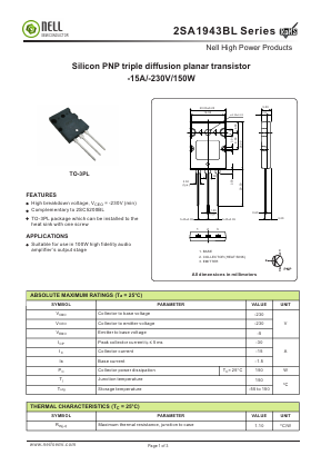 2SA1943BL-O Datasheet PDF Nell Semiconductor Co., Ltd