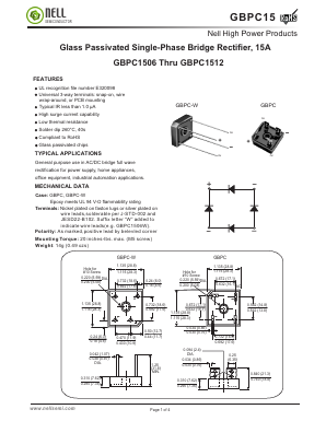 GBPC1506W Datasheet PDF Nell Semiconductor Co., Ltd