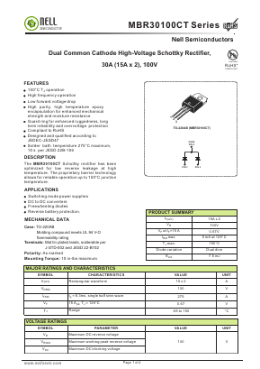 MBR30100CT Datasheet PDF Nell Semiconductor Co., Ltd