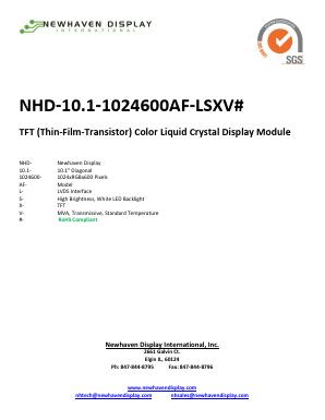 NHD-10.1-1024600AF-LSXV Datasheet PDF Newhaven Display International, Inc.