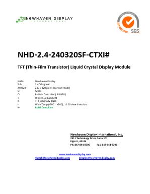 NHD-24-240320SF-CTXI Datasheet PDF Newhaven Display International, Inc.